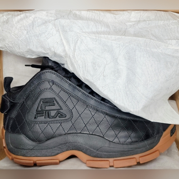 Fila Grant Hill 96 Vintage Quilted Blsck/Gum Sz 13 Men
